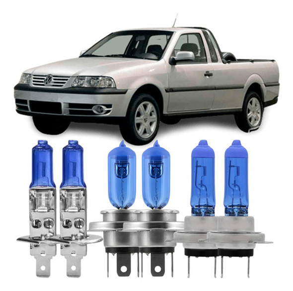 Kit Lâmpadas Super Branca Vw Saveiro G3 Techone H7 H1 H3 0