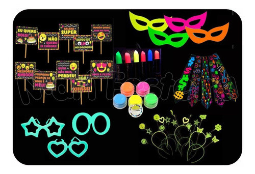 Adereços Festa Neon Fluorescente Aniversário Balada 0