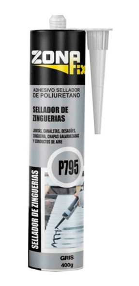 Silicona Sella Canaleta Gris 400g Cartucho Zincado Zona Fix 0 Silicona Sella Canaleta Gris 400g Cartucho Zincado Zona Fix 0
