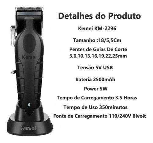 Kit 2 Maquinas Cortar Cabelo Barba Acabamento Barba Cabelo 1