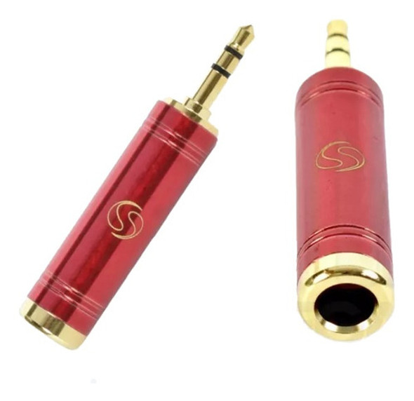 Plug Adaptador P10/p2st Em Latão Banhado A Ouro 18k Stereo 0