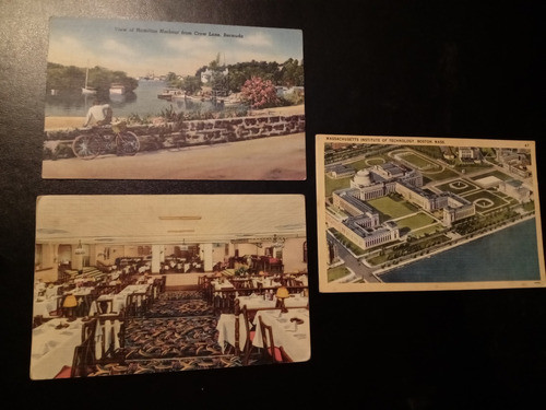 3 Postales Antiguas Massachusetts Bermuda Jacksonville Dibuj 0