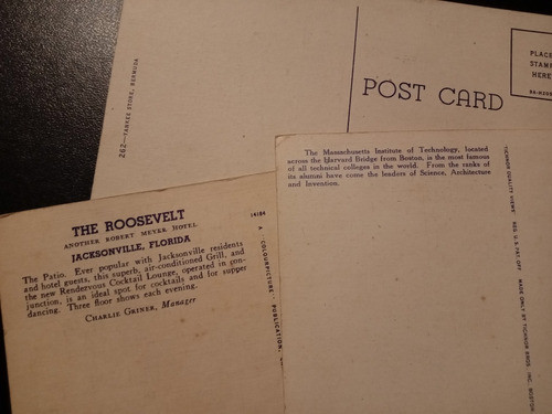 3 Postales Antiguas Massachusetts Bermuda Jacksonville Dibuj 1