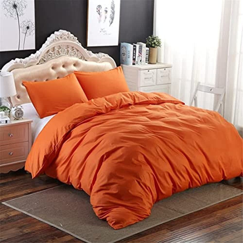 Funda Nórdica 100% Algodón Natural Queen Size Naranja Vibran 1
