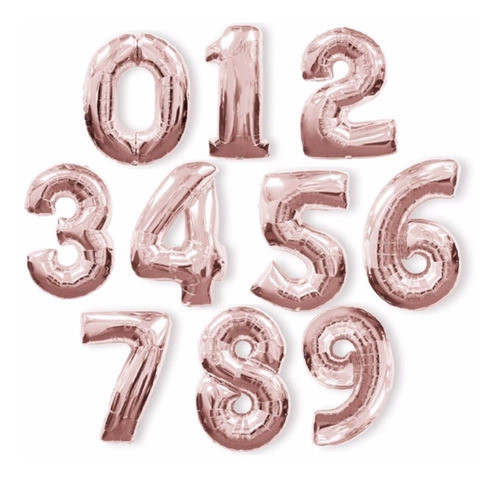 2 Globos Metalizados Numero Rosegold 40 Cm 0