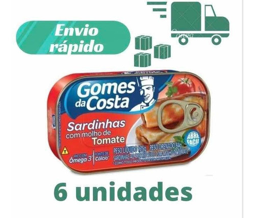 Kit 6 Latas Sardinhas Com Molho De Tomate Coqueiro 125g 1
