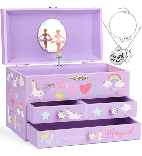 Caja Música Diseño Unicornio Para Niñas, 16 X 12 X 8 Cm 0