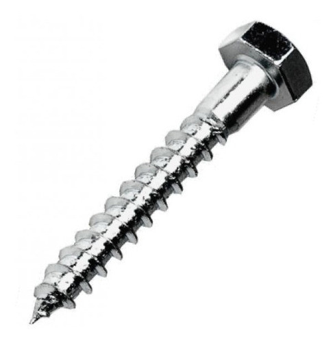 Tornillo Tirafondo En Acero Galvanizado 1/4 X 63mm X 50 U 0