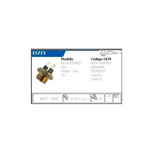 Bulbo Temperatura Electrovrntilador Peugeot 504 2.3 D 0