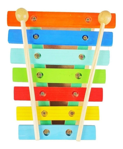 Xilofone Infantil Pedagógico 7 Notas Colorido C/ 2 Baquetas 1