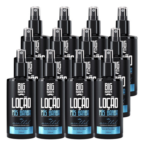 Loção Pós Barba Big Barber 250ml Menthol Aloe Vera Kit 12 Un 0