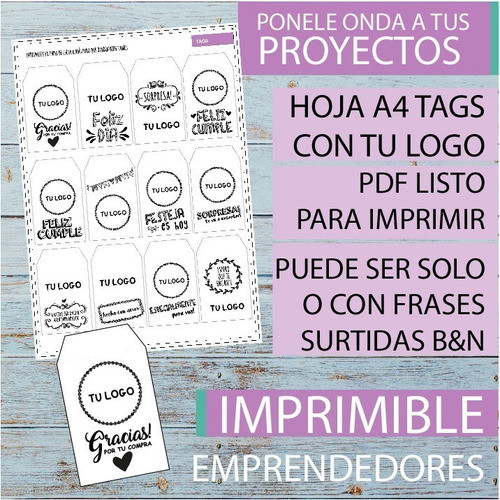 Imprimible Emprendedores Tu Logo Tags Etiquetas A4 1