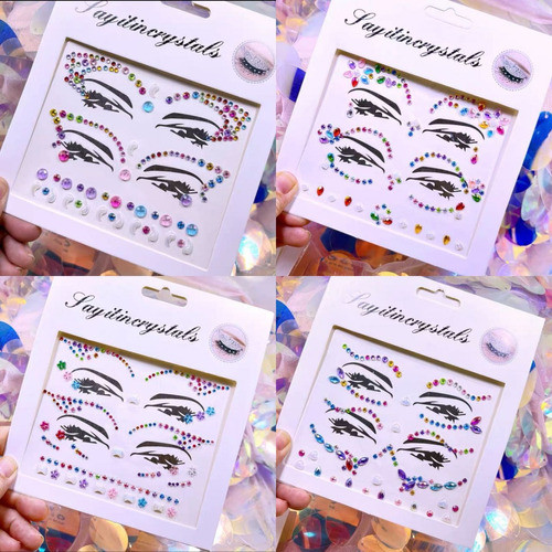 6 Adesivo Glitter Pedra Rosto Maquiagem Carnaval Festa - P 1