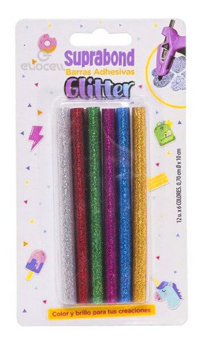 Barras De Silicona Adhesivas Con Glitter X 12 Unidades 0