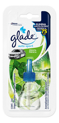 Repuesto Aromatizante Glade Auto Sport Menta Fresca X 3 Unid 0