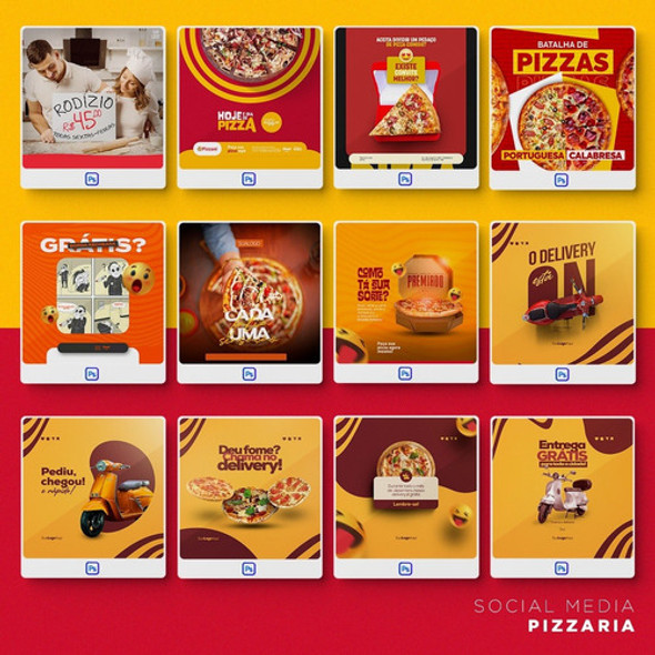 Pack 640 Artes Pizzaria. Pizza Editável Photoshop Psd 1