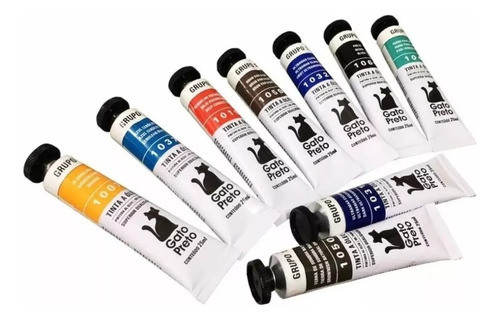 Kit Com 15 Tintas A Óleo 20ml Gato Preto 0