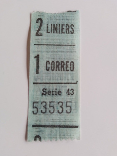 Boleto Colectivo Capicua 53535 Serie 43 Linea 109 0
