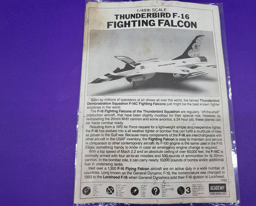 Thunderbird F 16 Falcon 1/48  Sin Caja En Bolsa Completo 0