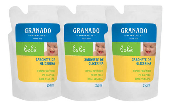 Kit Com 3 Refil Sabonete De Glicerina Granado - 250ml 1