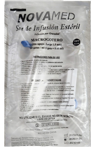 Set De Infusión Macrogotero T/ V14 Para Suero S/aguja X 10u. 1