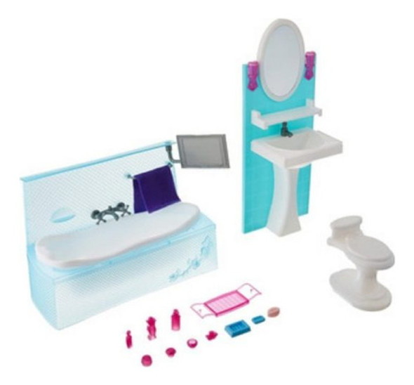 Gloria Casa Muñecas Set Muebles El Baño Completo 0