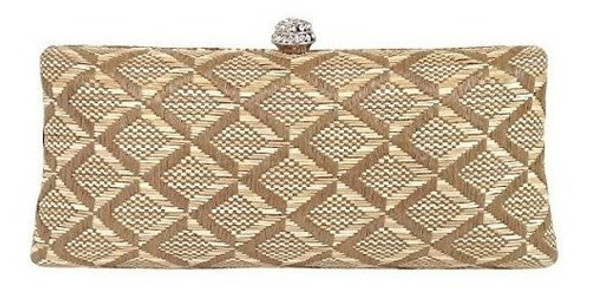 Paja De Rafia De Diseño Geometrico Caja Embrague Beige S 0