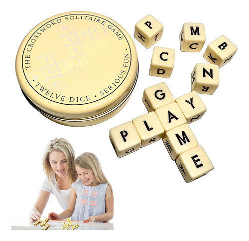 Juego De Dados De Letras En Inglés Con 12 Dados Y Estuche Pa 0