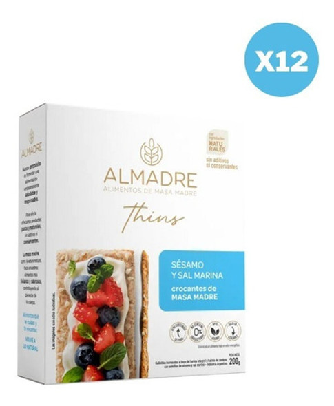 Thins Crackers Almadre - Sésamo Y Sal Marina X 160g X 12 Uds 0