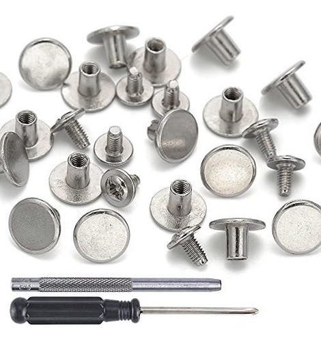 Tornillos Remache Para Cuero Diam10mm  100sets Plateados 0