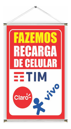 Banner Pronto Recarga Cel  Ref 308 - 45x70 Cm (arte Pronta) 0