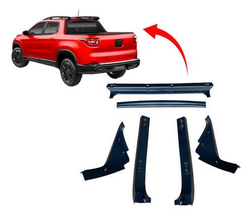 Molduras Caçamba Fiat Toro Volcano 2019 2020 2021 Original 1