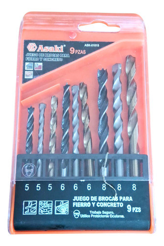 Juego De Mecha Para Madera, Hierro Hormigón 9pzas. 0