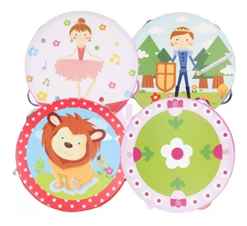 Pandereta Grande De Madera Instrumento Infantil Música Bebes 0