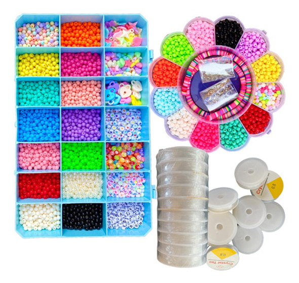 Kit Miçangas Coloridas Infantil 10mil Pçs P Montar Pulseiras 0