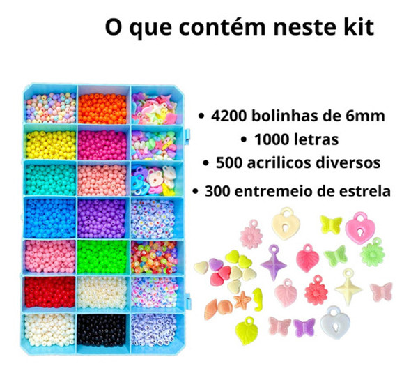 Kit Miçangas Coloridas Infantil 10mil Pçs P Montar Pulseiras 1