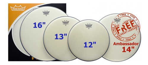 Set Parches Remo Propack Ba-coated 12 13 14 16 Arenado 1