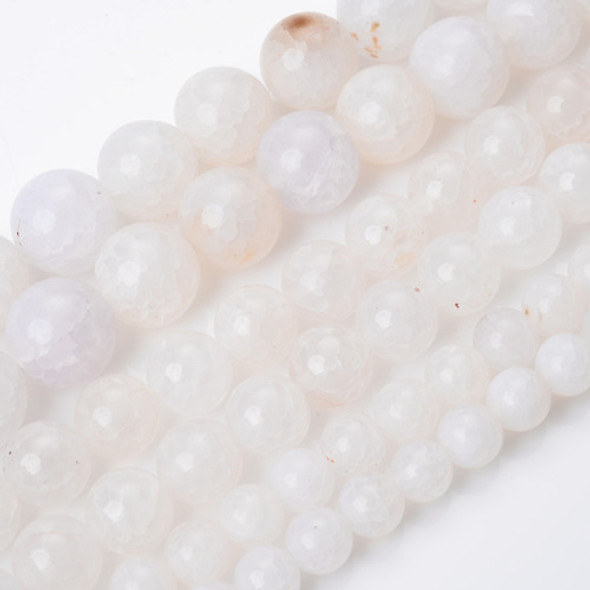 Fio De Pedra Natural Ágata Branca 8mm Aprox 45 Contas 0