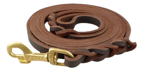 Perro Correa Cuero Marrón Trenzado Cables Para Pastor Alemán 0