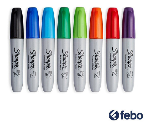 Marcadores Gruesos Sharpie Chisel X8 Febo 1