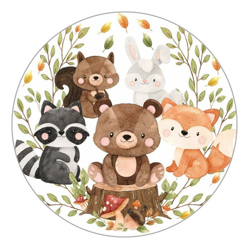 Animales Del Bosque Pack 1  Stickers Adhesivos + Topper 1