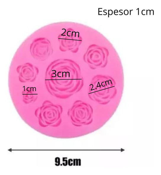Molde Silicona Plancha 9 Rosas Diferentes - Rosa 1