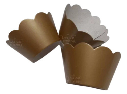 40 Mini Wrappers Saias Para Mini Cupcakes Ouro 0