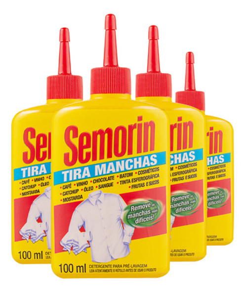 Kit 4 Semorin Detergente Pré-lavagem Tira Manchas 100ml Cada 0