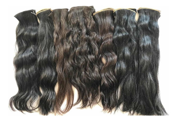 3 Capas Cortinas Cabello Natural 50 Cms Largo X 20 De Ancho 0