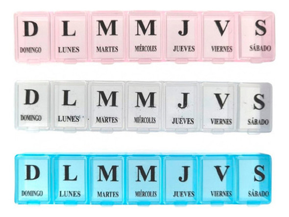 Pastillero Semanal Una Fila En Español Organizador Remedios 0