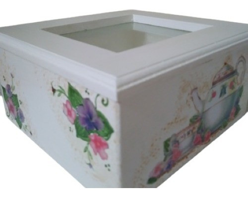Caja De Te De  Madera Pintada A Mano 1