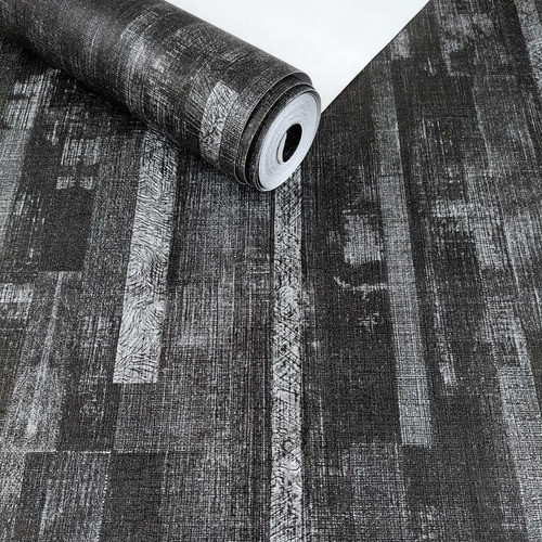 Papel De Parede Lavável Preto Cinza Rolo 5m² + Cola Grátis 0