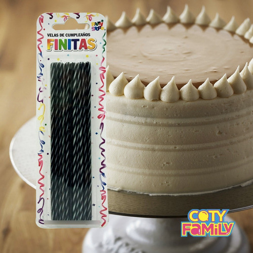 Vela Finita Cumpleaños Negro Plateado X 24 Unidades 1