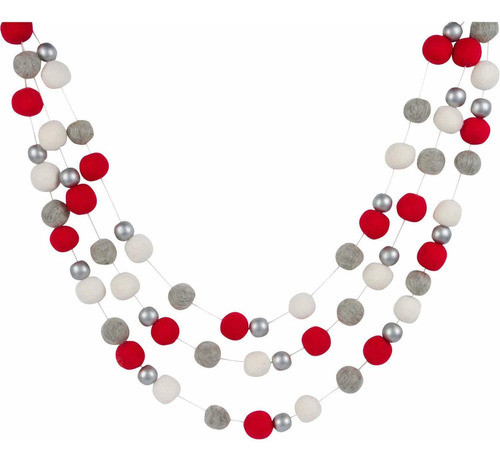 Orchid & Ivy - Guirnalda De Bolas De Fieltro De Lana Roja, B 0